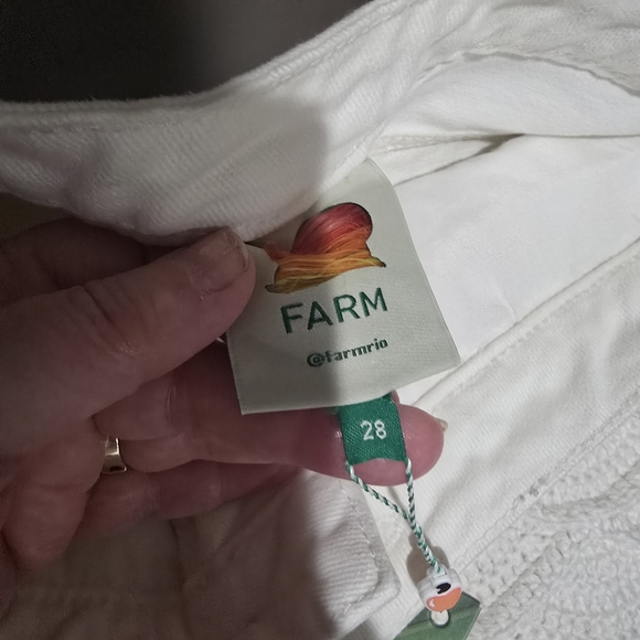 Farm Rio Crochet Detail Cotton Denim Shorts White Size 28 NWT - Picture 7 of 11